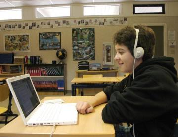 Student with headphones.