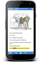 Bookshare Reader on mobile tablet reading book with text highlighting.