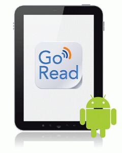 Go Read logo on an Android tablet