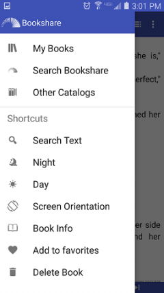 Go Read showing new navigation drawer functionality