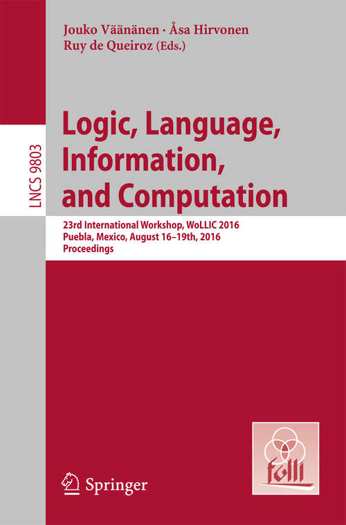 Book cover of Logic, Language, Information, and Computation