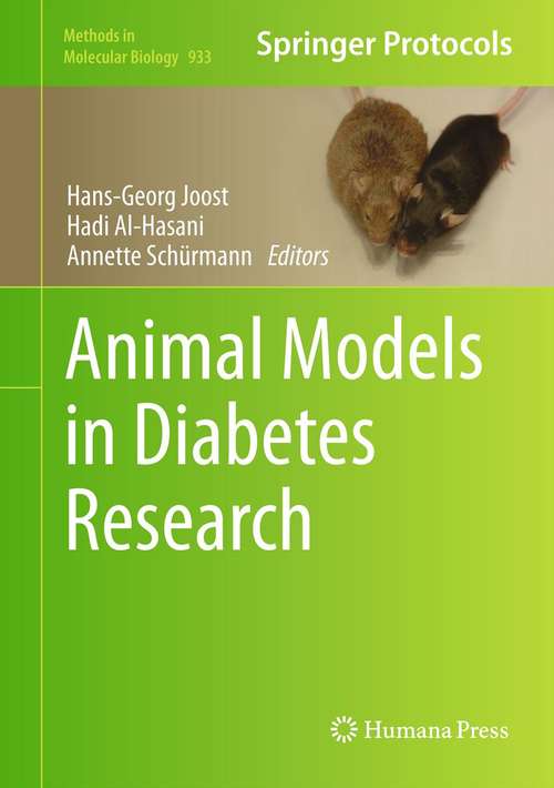 Book cover of Animal Models in Diabetes Research (Methods in Molecular Biology #933)