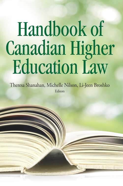 Book cover of The Handbook of Canadian Higher Education Law