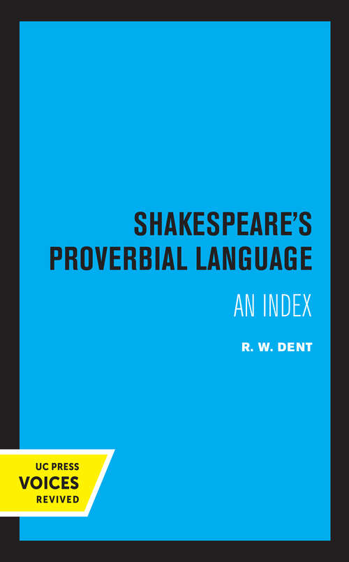 Book cover of Shakespeare's Proverbial Language: An Index