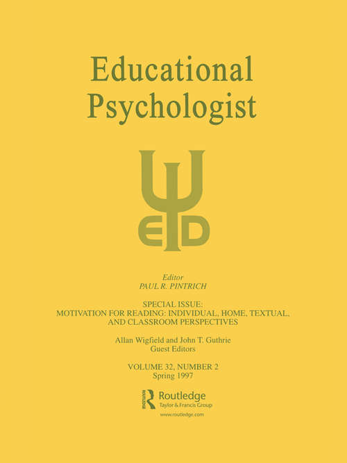 Book cover of Motivation for Reading: A Special Issue of educational Psychologist