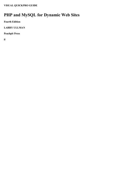 Book cover of PHP and MySQL for Dynamic Web Sites: Visual Quickpro Guide (Fourth Edition)