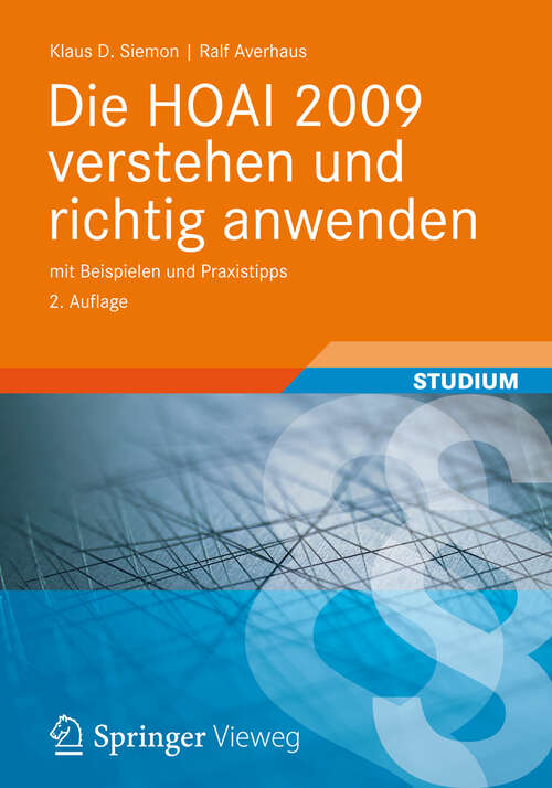 Book cover of Die HOAI 2009 verstehen und richtig anwenden