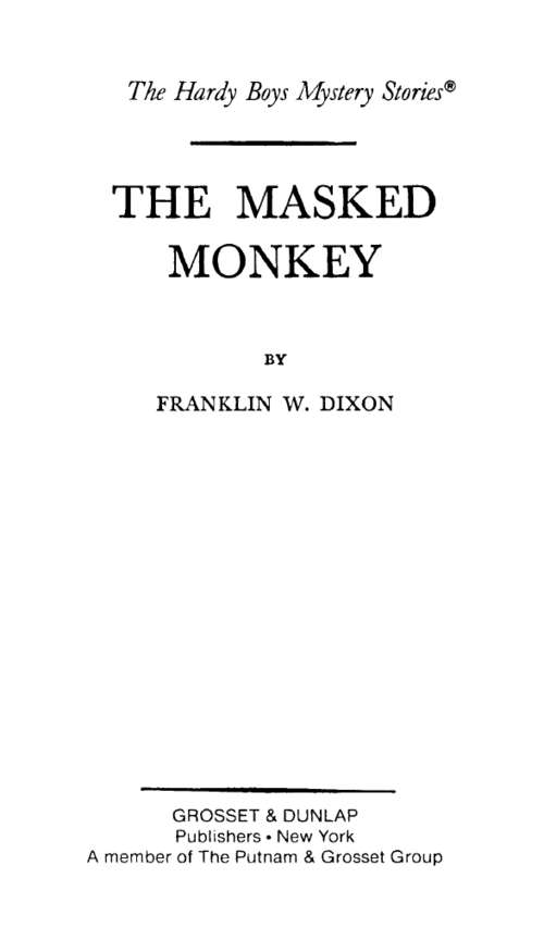 Book cover of The Masked Monkey (Hardy Boys #51)