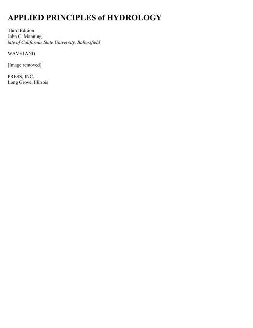 Book cover of Applied Principles Of Hydrology (3)