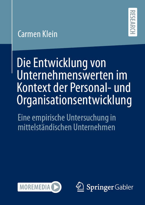 Book cover of Die Entwicklung von Unternehmenswerten im Kontext der Personal- und Organisationsentwicklung: Eine empirische Untersuchung in mittelständischen Unternehmen