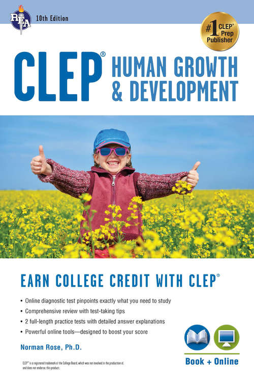 Book cover of CLEP Human Growth & Development, 10th Ed., Book + Online (10) (CLEP Test Preparation)