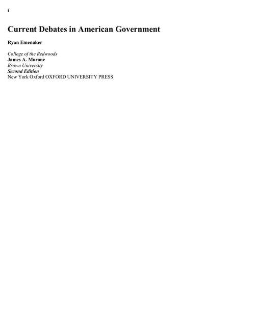 Book cover of Current Debates In American Government (Second Edition)