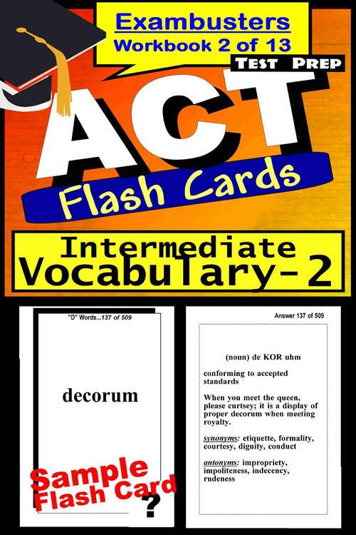 Book cover of ACT Test Prep Flash Cards: Intermediate Vocabulary (Exambusters ACT Workbook: 2 of 13)