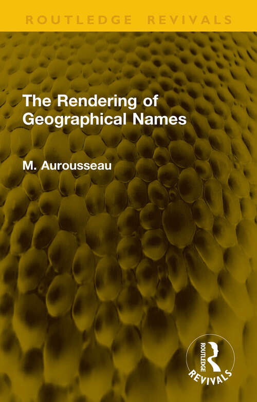 Book cover of The Rendering of Geographical Names (1)