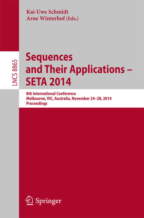 Book cover of Sequences and Their Applications - SETA 2014
