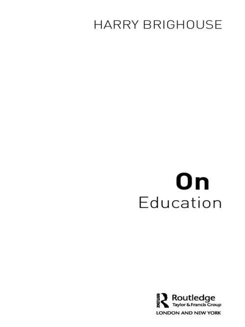 Book cover of On Education (Thinking in Action)