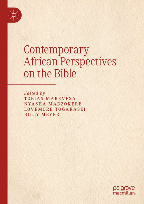 Book cover of Contemporary African Perspectives on the Bible (2024)