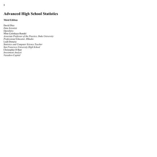 Book cover of Advanced High School Statistics