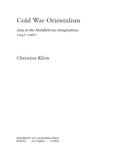 Book cover of Cold War Orientalism: Asia in the Middlebrow Imagination, 1945-1961