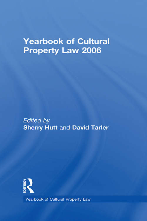 Book cover of Yearbook of Cultural Property Law 2006