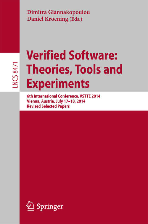 Book cover of Verified Software: Theories, Tools and Experiments