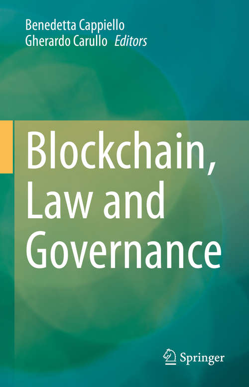 Book cover of Blockchain, Law and Governance (1st ed. 2021)