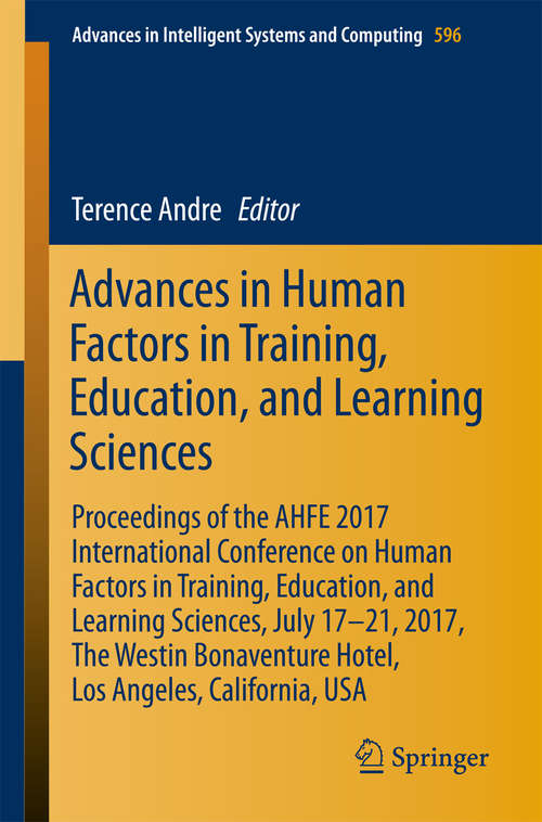 Book cover of Advances in Human Factors in Training, Education, and Learning Sciences