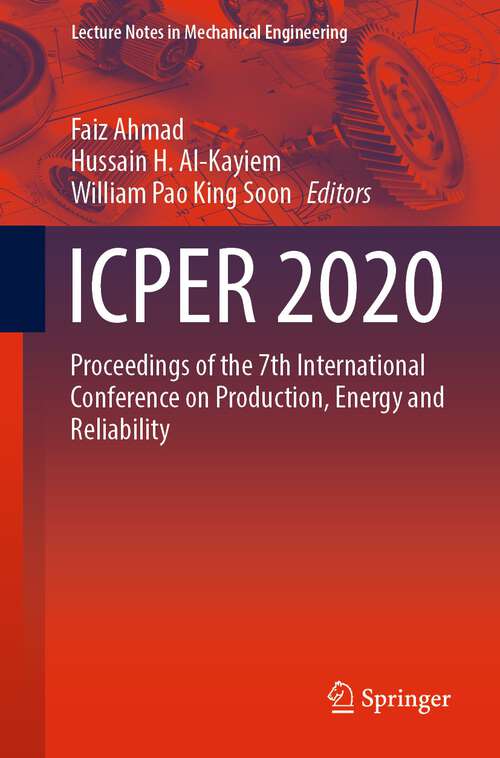 ICPER 2020: Proceedings of the 7th International Conference on Production, Energy and Reliability (Lecture Notes in Mechanical Engineering)