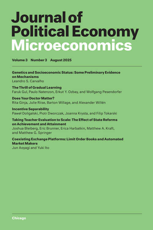 Book cover of Journal of Political Economy Microeconomics, volume 3 number 3 (August 2025)