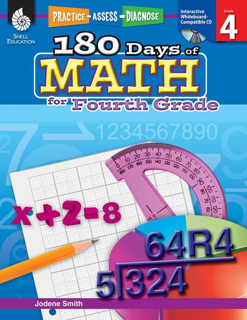 Book cover of 180 Days Of Math For Fourth Grade (Practice, Assess, Diagnose)