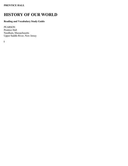 History of Our World: Reading and Vocabulary Study Guide