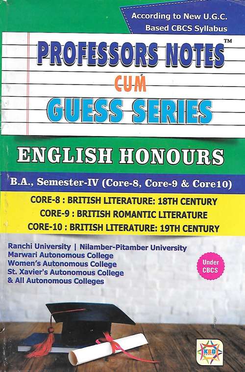 Book cover of English Honours BA Sem-IV (Core - 8, 9 and 10) - Ranchi University N.P.U