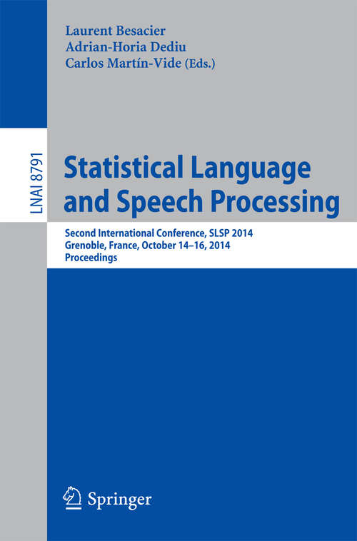 Statistical Language and Speech Processing