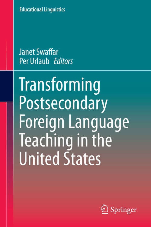 Book cover of Transforming Postsecondary Foreign Language Teaching in the United States