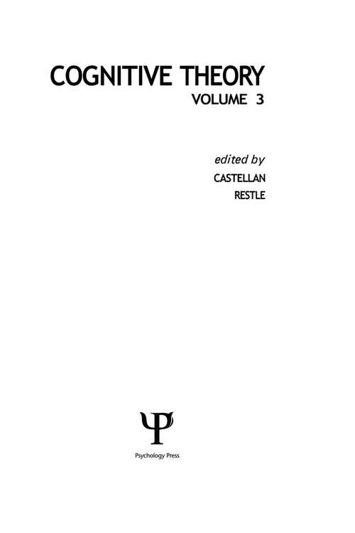 Cognitive Theory: Volume 3 (Cognitive Theory Ser.)