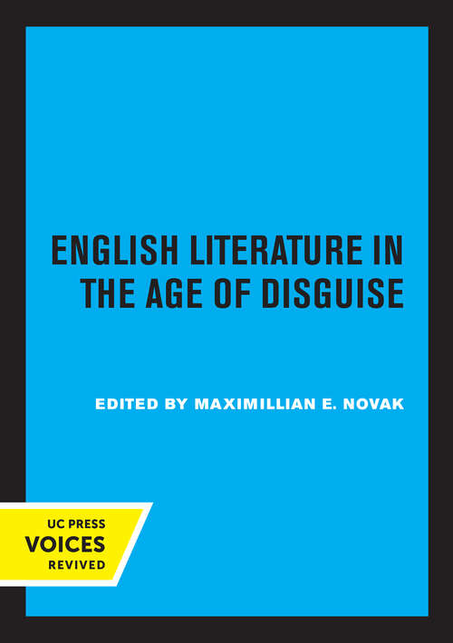 Book cover of English Literature in the Age of Disguise (Clark Library Professorship, UCLA)