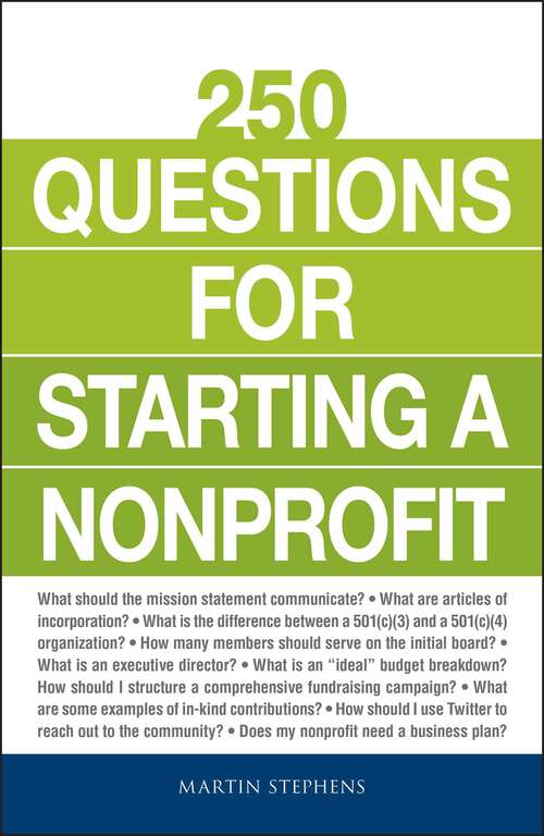 Book cover of 250 Questions for Starting a Nonprofit