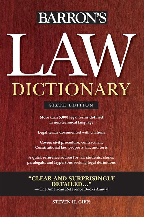 Book cover of Law Dictionary, (Trade) 6th Ed: Mass Market Edition (Sixth Edition)