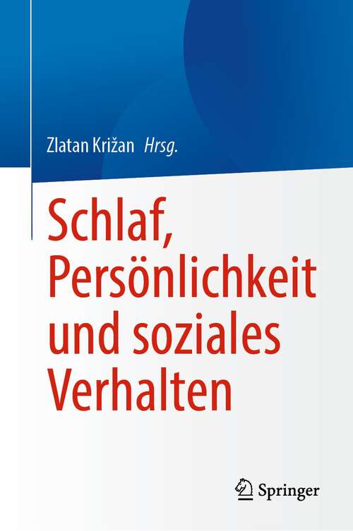 Book cover of Schlaf, Persönlichkeit und soziales Verhalten (2024)