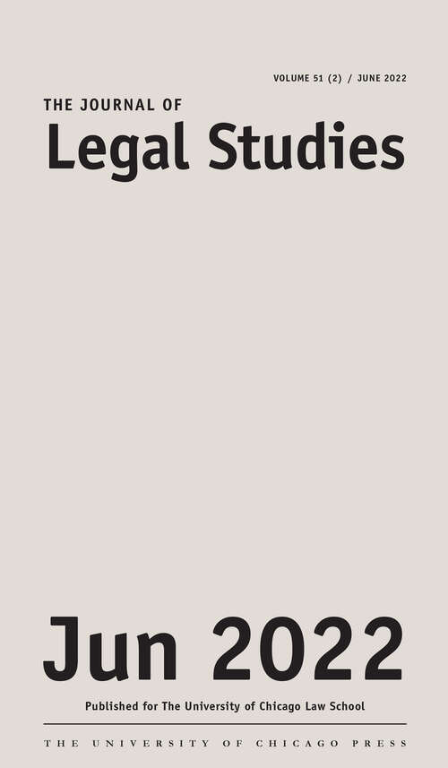 Book cover of The Journal of Legal Studies, volume 51 number 2 (June 2022)