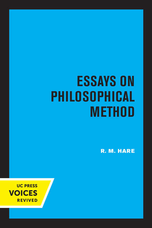 Book cover of Essays on Philosophical Method