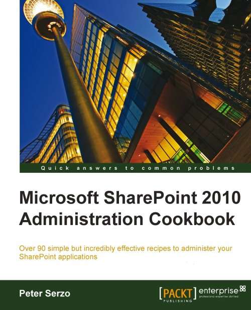 Book cover of Microsoft SharePoint 2010 Administration Cookbook