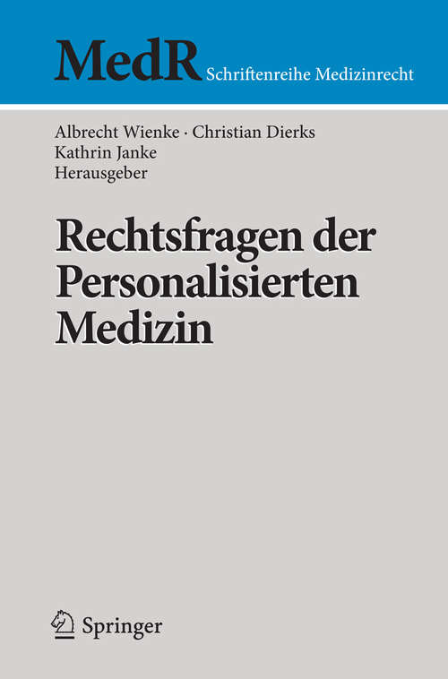 Book cover of Rechtsfragen der Personalisierten Medizin