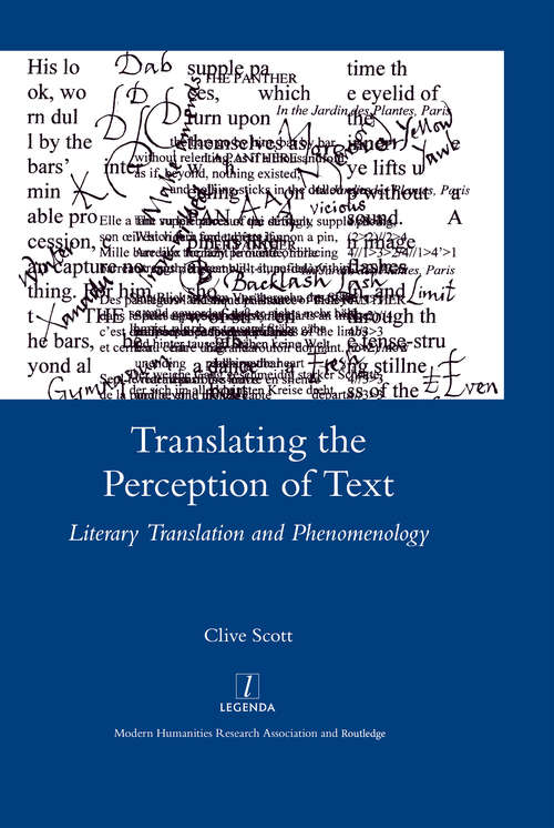 Book cover of Translating the Perception of Text: Literary Translation and Phenomenology