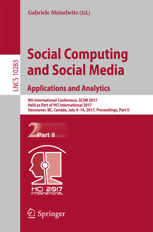 Social Computing and Social Media. Applications and Analytics
