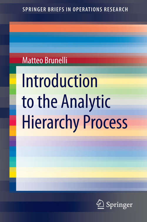 Book cover of Introduction to the Analytic Hierarchy Process
