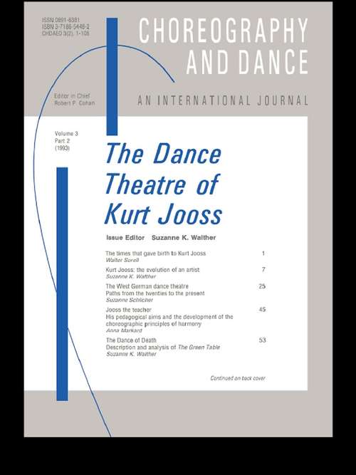 Book cover of The Dance Theatre of Kurt Jooss