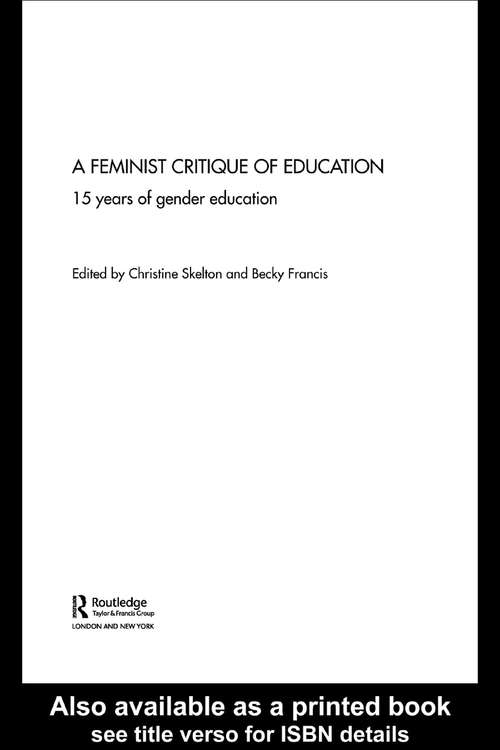Book cover of Feminist Critique of Education: Fifteen Years of Gender Development (Education Heritage)