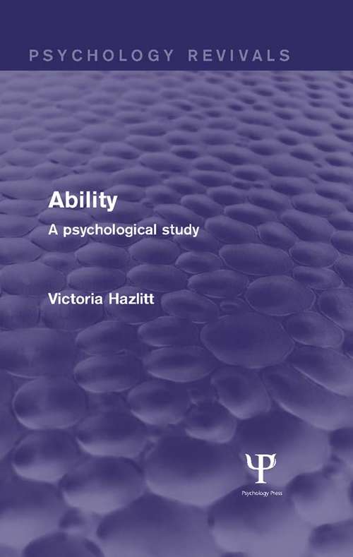 Book cover of Ability: A Psychological Study (Psychology Revivals)