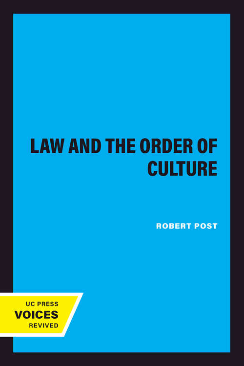 Book cover of Law and the Order of Culture